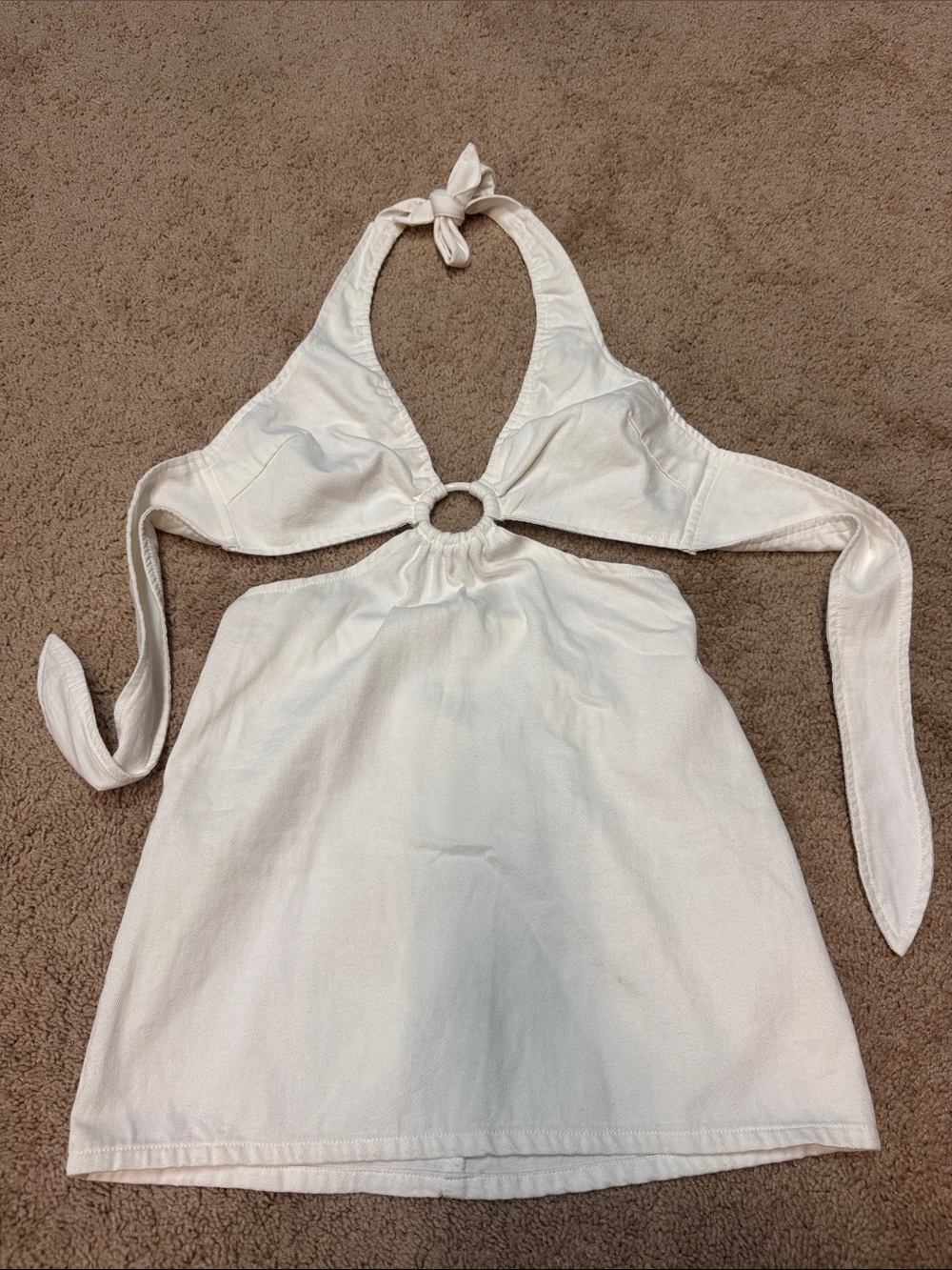 Show me your MuMu White Halter Mini Dress with Front Ring Detail